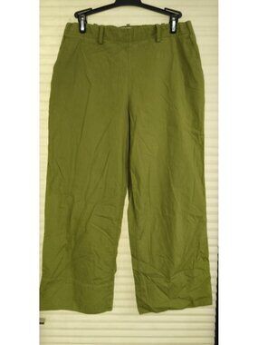 Mansur Gavriel Pants Women Size 40 Green 100% Cotton Made In Italy Wide Leg Crop